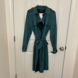 Love Token Faux Suede Trench Coat
